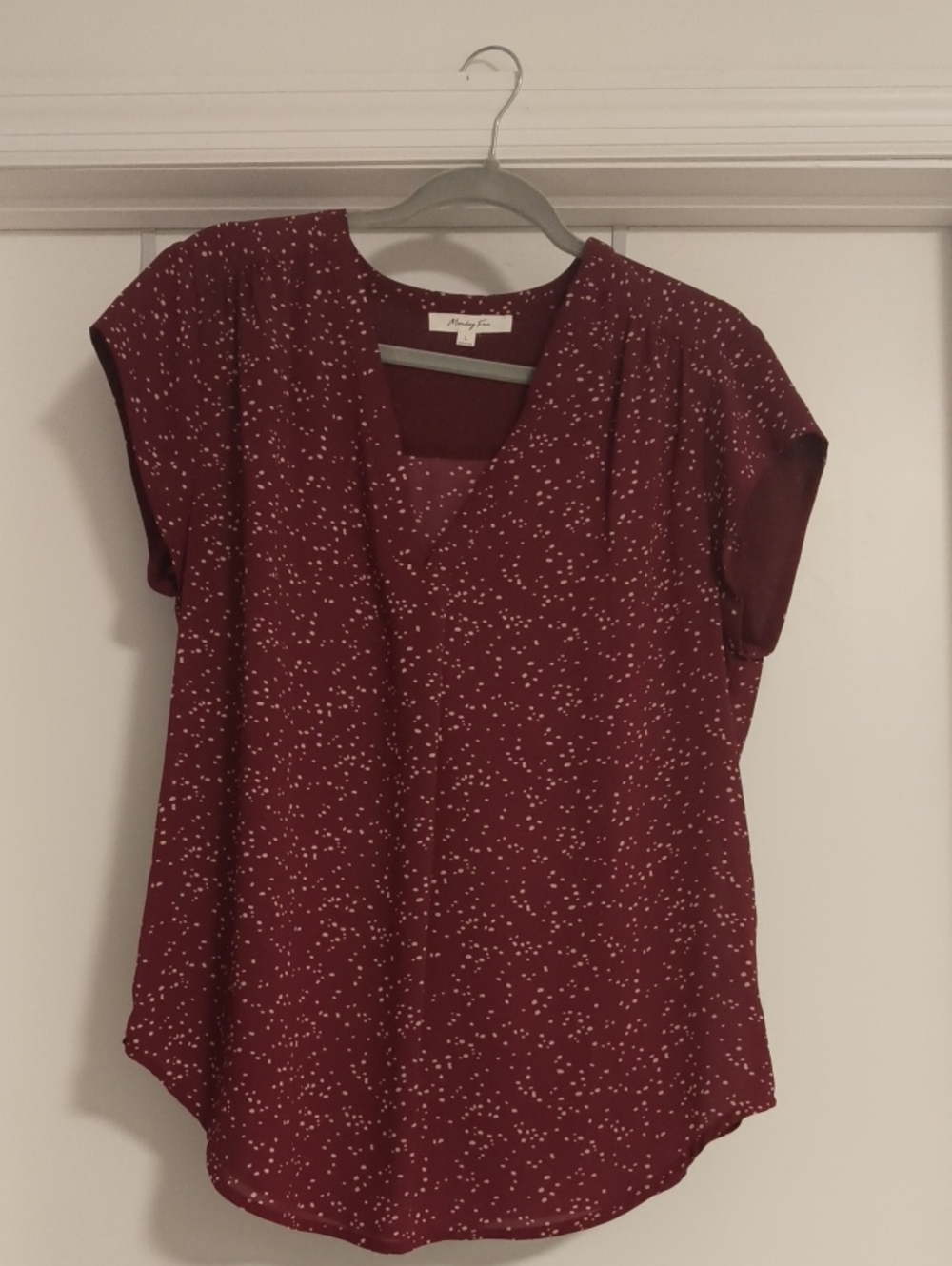Burgundy Speckle Cap-Sleeve Blouse - Everyday Ease